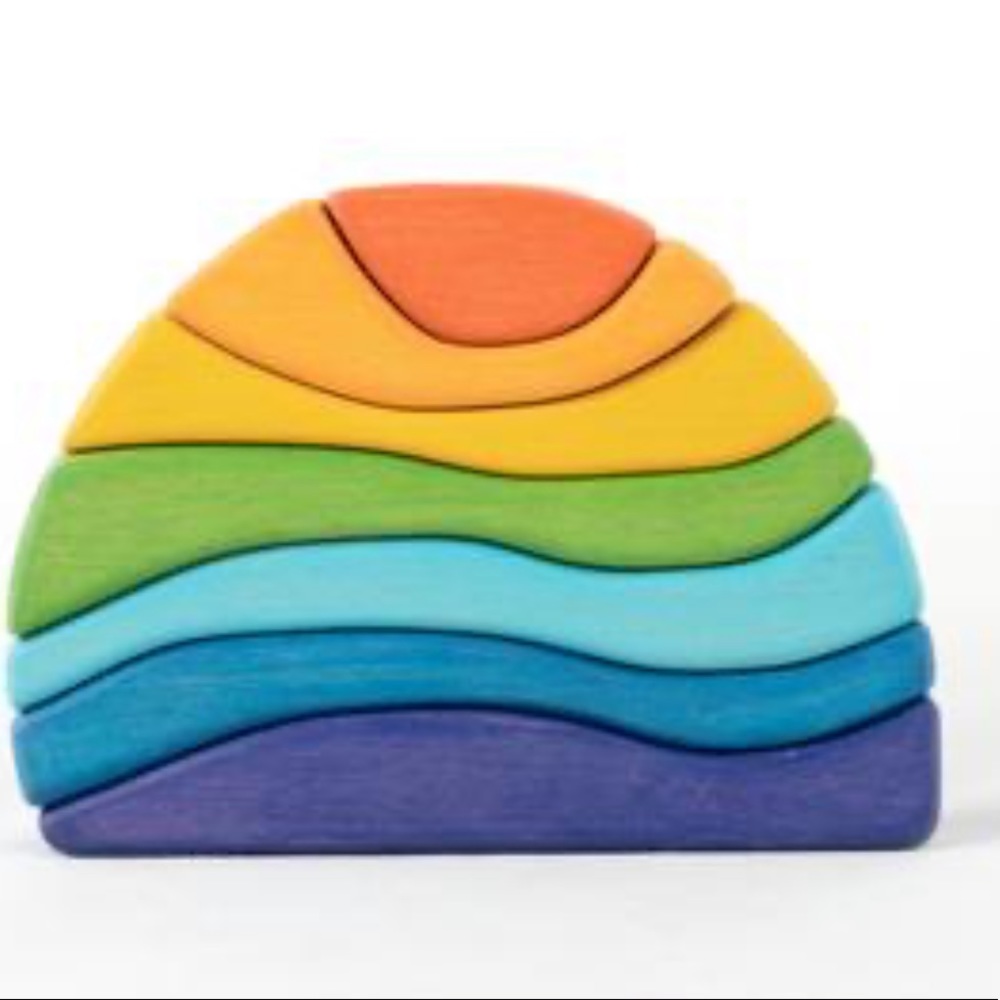 Handmade Rainbow stone wooden stacker